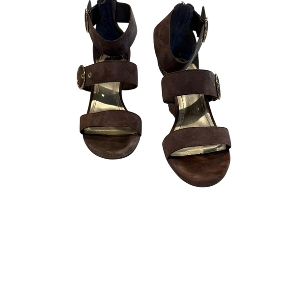Mark Fisher Camber 8.5 Dark Brown Suede Cork Wedge Sandals - Picture 5 of 6